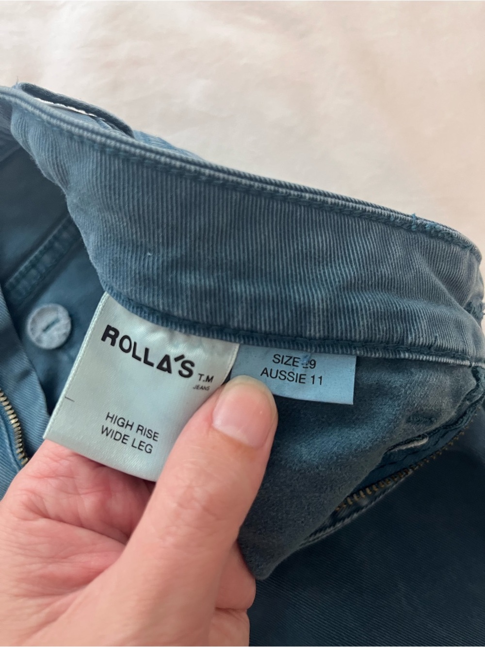 Rolla’s Sailor Jeans High Rise Wide Leg Teal Blue Jeans Retro Denim Size 29 - Picture 8 of 14
